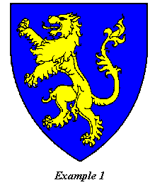 [Example 1: A gold lion on a blue field.]